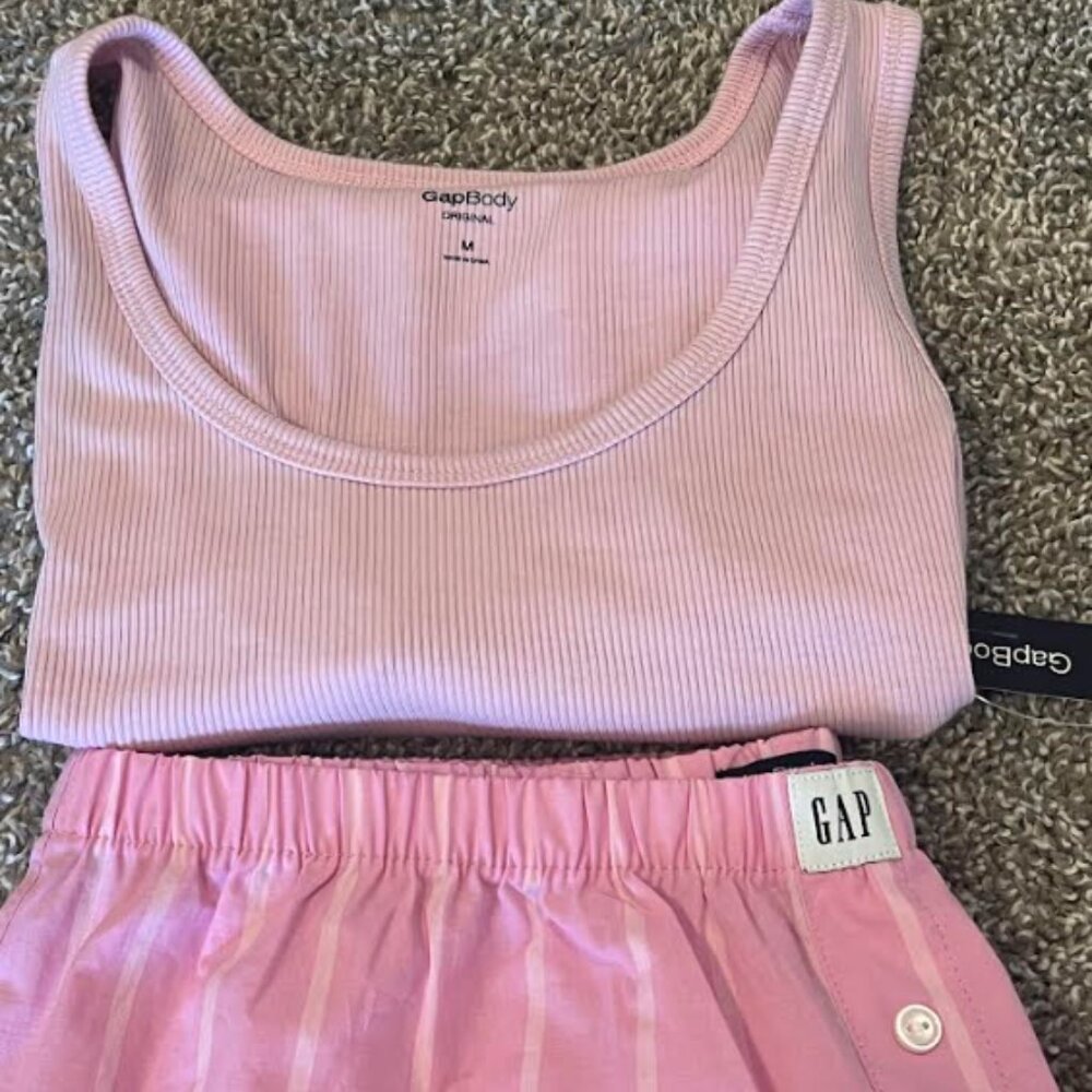 NEW W/ TAGS - BUBBLE GUM PINK POPLIN BOXER SHORTS + TANK